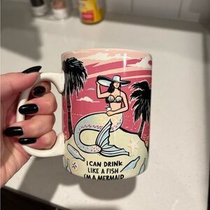 Mermaid Themed Mug with Palm Trees